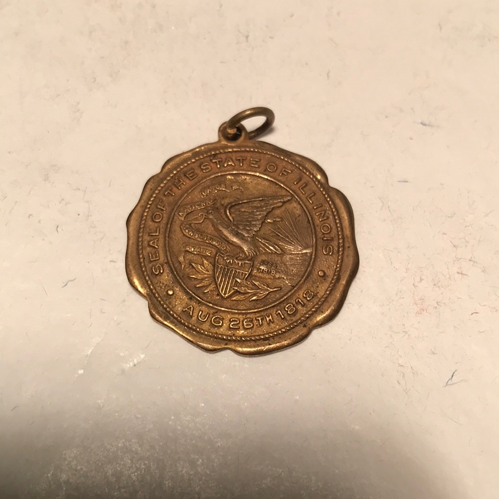 Illinois 14K gold plated medal no ribbon 28 mm